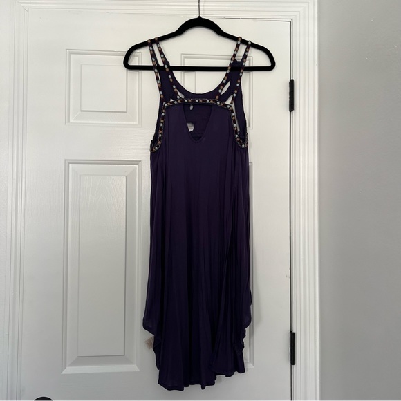 New‎ Free People Quest Tank Top Tunic Split Sides Blouse Aztec Beaded - Picture 5 of 16